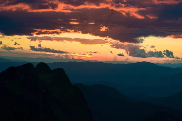 stock image Beautiful summer landscape in the mountains with the sun at dawn