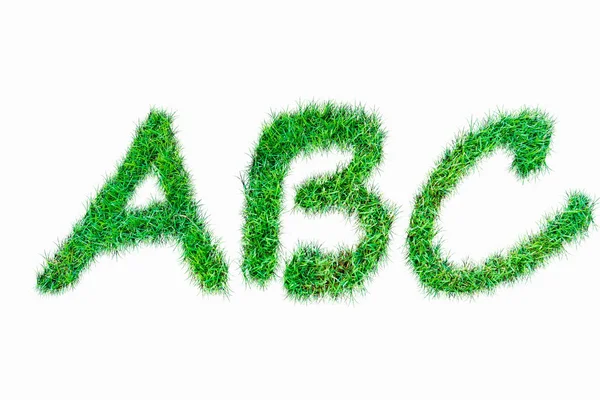 Groene natuur echte grasss abc lettertype. — Stockfoto