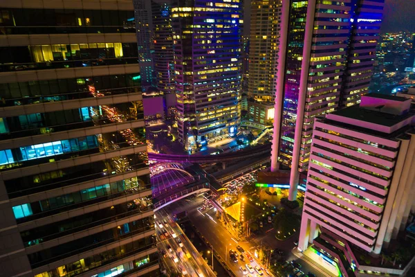 Cidade Noite Com Tráfego Construção Industial Bangkok Tailândia — Fotografia de Stock