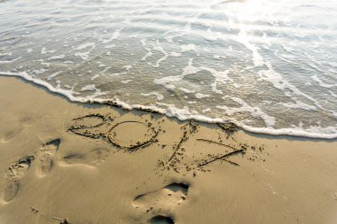 Numaraları 2017 beach dalga, Newyear kavramı tatil arka plan