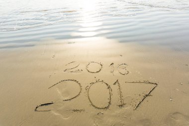 Numaraları 2017 beach dalga, Newyear kavramı tatil arka plan