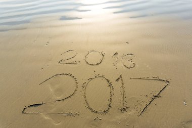 Numaraları 2017 beach dalga, Newyear kavramı tatil arka plan