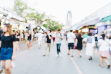 Soyut bulanık kalabalık insan Chatuchak hafta sonu Hediyelik eşya pazarı, Tayland