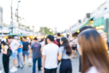 Soyut bulanık kalabalık insan Chatuchak hafta sonu Hediyelik eşya pazarı, Tayland