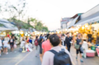 Soyut bulanık kalabalık insan Chatuchak hafta sonu Hediyelik eşya pazarı, Tayland