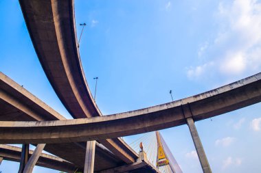 Modern şehir trafik otoyol ve köprü gökyüzü için lojistik kavramı arka plan