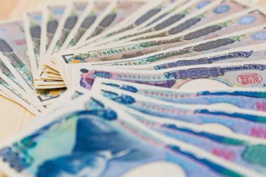 Japon yeni arka plan 10000, 5000, 1000 değeri yaymak