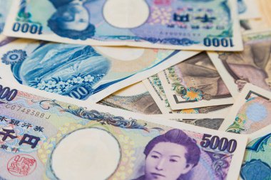 Japon yeni arka plan 10000, 5000, 1000 değeri yaymak