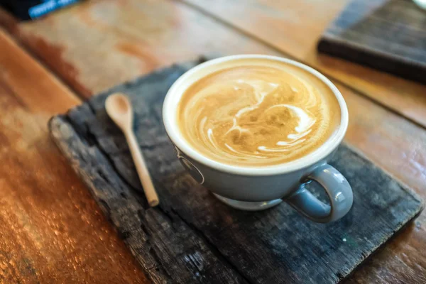 Latte Art Coffee Wood Table Texture — Stock Photo, Image