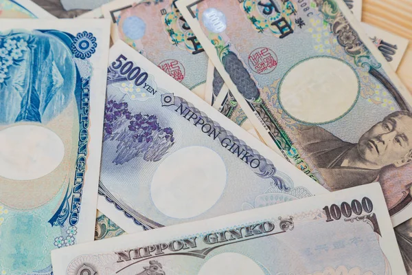 Japonês Yen Spread Fundo 10000 5000 1000 Valor — Fotografia de Stock