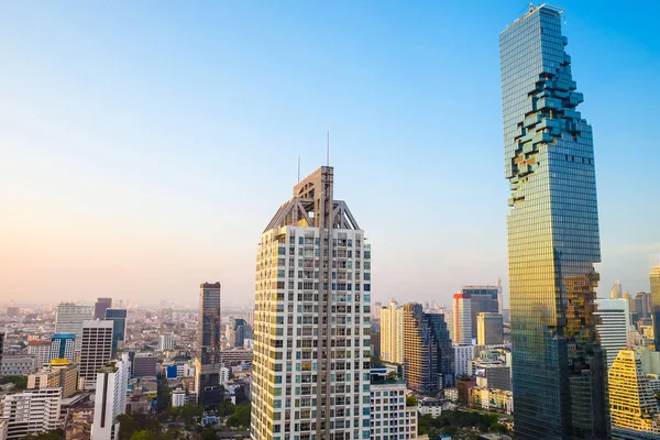 Bangkok Twilight Cityscape Mahanakorn Tower Sun Light Silom Thailand — Stock Photo, Image