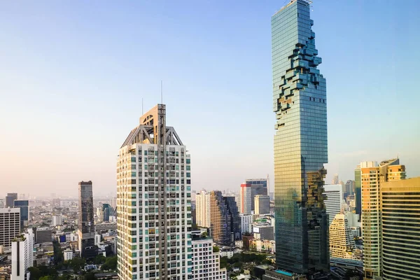 Bangkok Twilight Cityscape Mahanakorn Tower Sun Light Silom Thailand — Stock Photo, Image