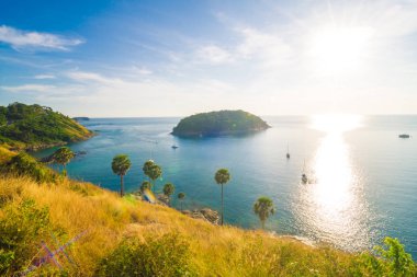 Tropikal deniz manzara günbatımı, Phuket Tayland