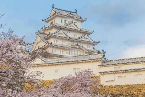 Himeji kasteel met sakura cherrry bloesems seizoen — Stockfoto