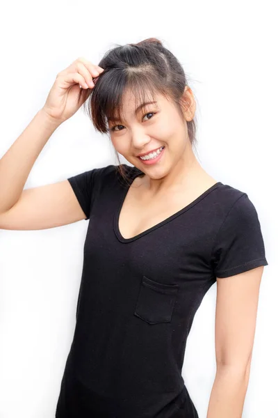 Portrait of asian beautiful women smiling funny — Stock Photo, Image