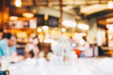 Bokeh ile kafe Cafe arka plan bulanık. Vintage filtre efekti