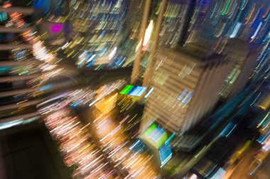 Hareket hareket araba Bangkok cityscape manzarası bina ile hafif bulanık