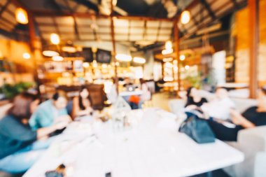 Bokeh ile kafe Cafe arka plan bulanık. Vintage filtre efekti