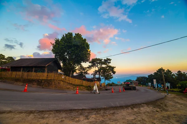 Sunset Mountain Rural Road Nature Landscape — Stock Photo, Image