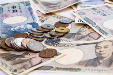 Japon para birimi yen arka plan, Jpy para banknot