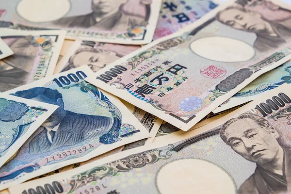 Banknoty w walucie japoński Jen tła — Zdjęcie stockowe