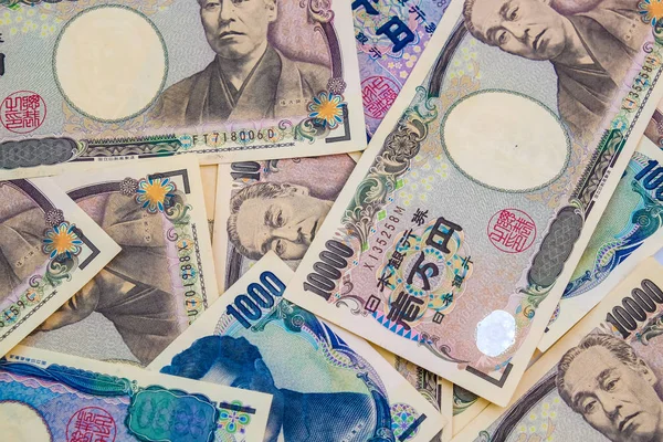 Banknotes of Japanese currency yen background — Stock Photo, Image