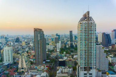 Bangkok manzarası modern ofis binaları, havadan görünümü
