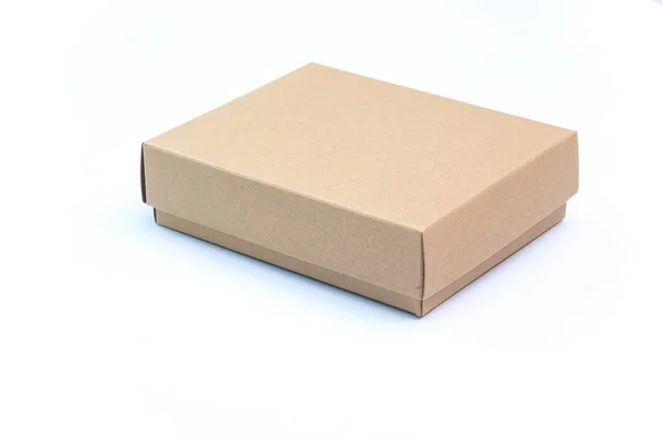 Caja Cartón Papel Artesanal Vacía Aislada Paquete Blanco Para Regalo — Foto de Stock