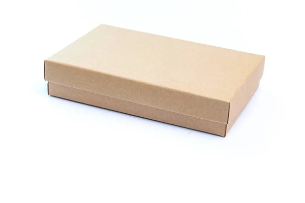 Caja Cartón Papel Artesanal Vacía Aislada Paquete Blanco Para Regalo — Foto de Stock