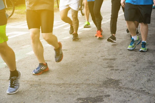 Grupo Pessoas Que Correm Parque Público Cidade Heathy Conceito Esporte — Fotografia de Stock