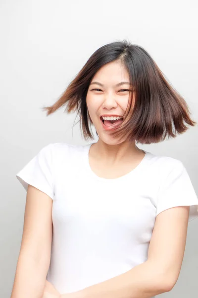 Азіатський Бізнес Студент Сексуальних Жінок Посміхається Білому Тлі Портрет Затишний — стокове фото