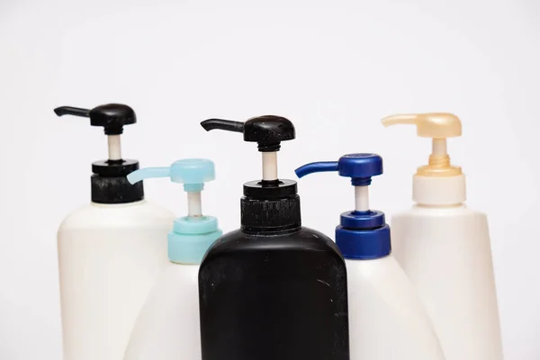 Insieme Raccolta Cosmetici Bottiglia Sfondo Bianco — Foto Stock