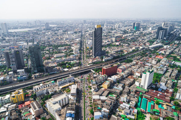 Bangkok metropolis with modern building in the city, Aerial view