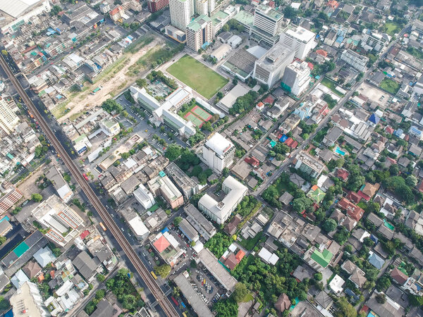 Bangkok skyline business district building sunshine day, Thailand