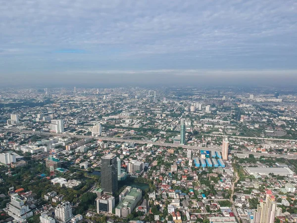 Vedere cer a districtului Phayathai vedere de afaceri în jos de Bangkok — Fotografie, imagine de stoc