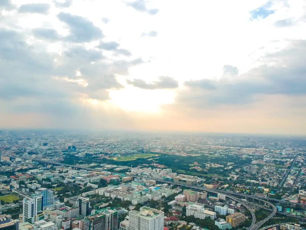 Stadsbilden Bangkok Skyskrapa Flygfoto — Stockfoto