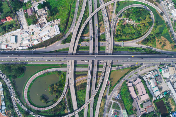 Transport circular junction traffic road with car aerial view