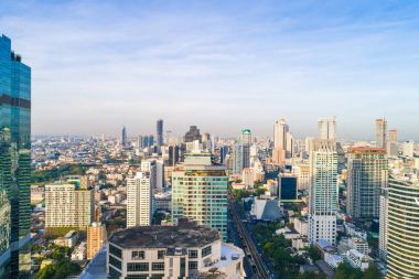 Bangkok cityscape modern ofis güneş sabah Binası