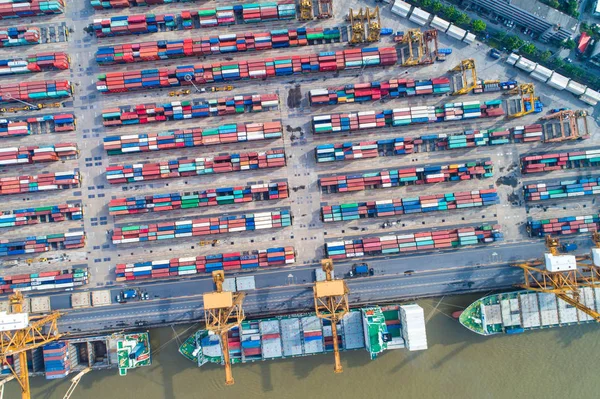 Kontejnerová Loď Loděnici Jeřáb Řeky Logistický Průmysl — Stock fotografie