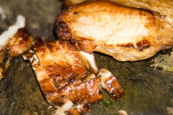 Barbacoa Corte Cerdo Frito Madera Alimentos Grasos —  Fotos de Stock