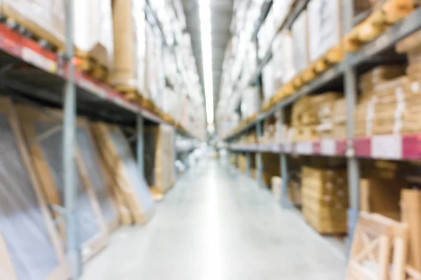 Blurred warehouse store box on shelf — Stock Photo, Image