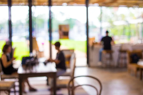 Cafetería Interior Borrosa Con Mucha Gente Tomando Café — Foto de Stock