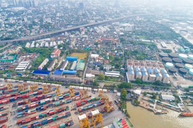 Havadan görünümü gemi Bahçe konteyner port Limanı içinde terminal