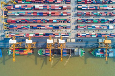Havadan görünümü gemi Bahçe konteyner port Limanı içinde terminal