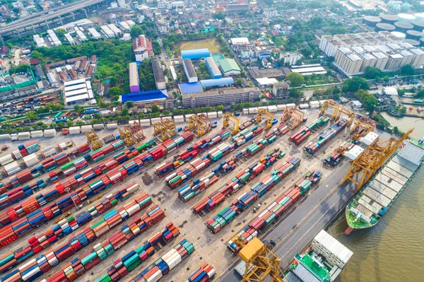 Import Export Container Shipping Crane Logistic Concept Aerial View — Stock Photo, Image