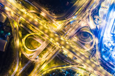Gece trafik havadan görünümü araç hafif hareket junction city yol