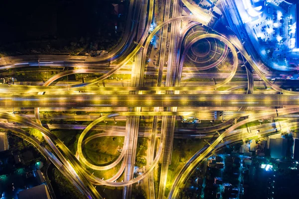 Gece trafik havadan görünümü araç hafif hareket junction city yol