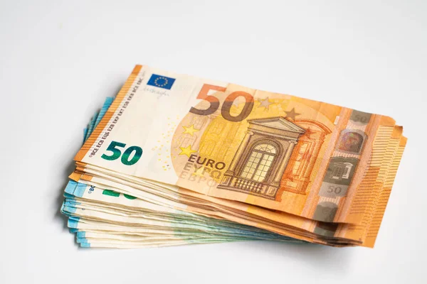 Euro money value of 50 20 bundle on white background finance concept