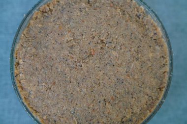 Organik çiğ karides ezmesi Tayland yemeği üst görünümü