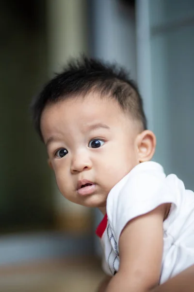 Adorable Infant Baby Boy Cozy Room Month Asian Boy — Stock Photo, Image